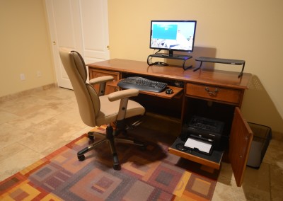 Scottsdale office with computer and printer. This is bedroom 2 converted with a sleeper sofa.